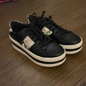 Also black with silver snake print detail platforms size 8